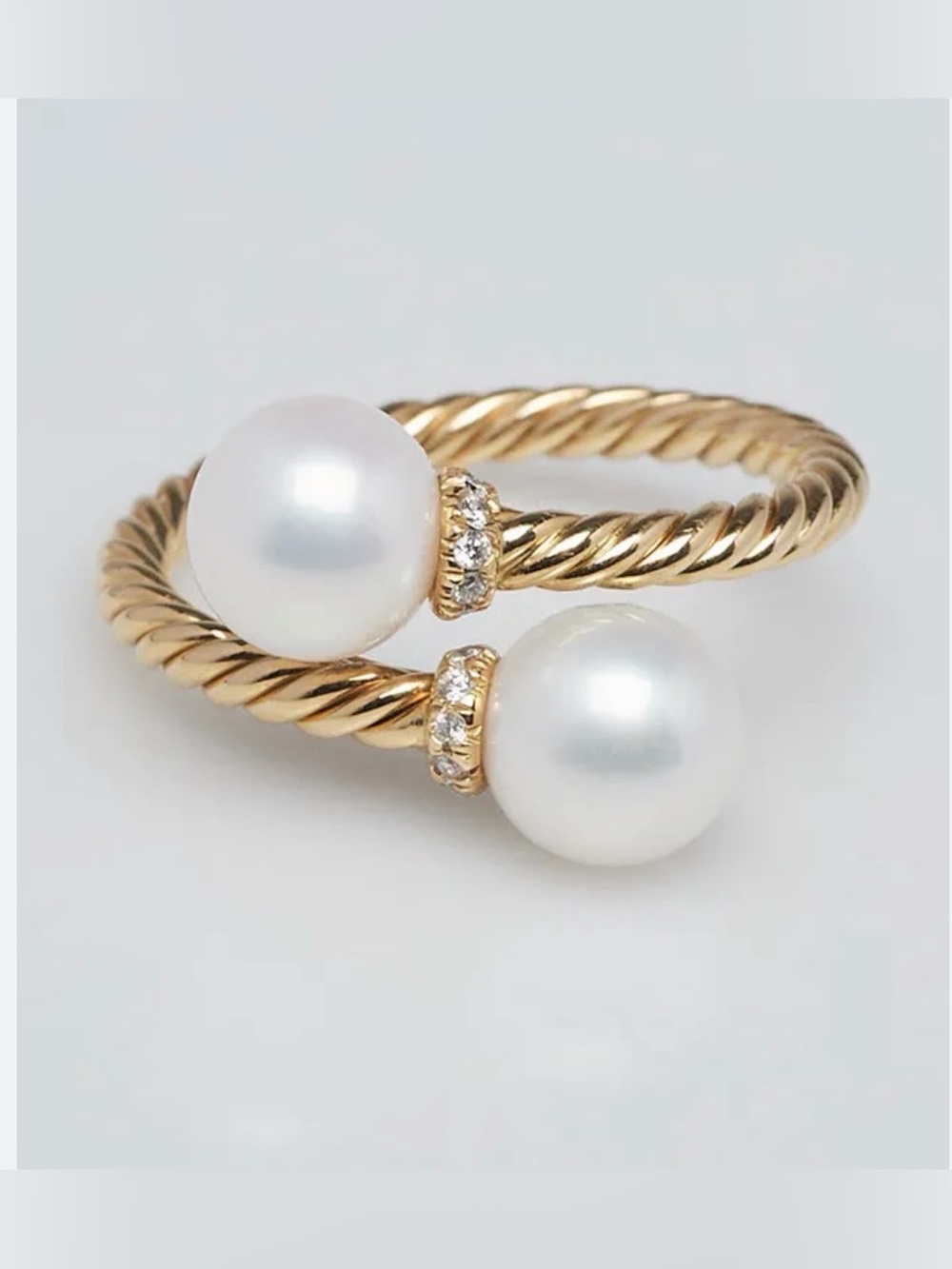 Gold Pearl Open Ring - White Pearls